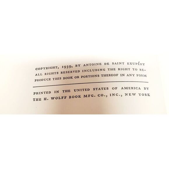 VTG Book Wind, Sand and Stars by Antoine De Saint-Exupery 1936 Hardcover  306 pg - Picture 10 of 13